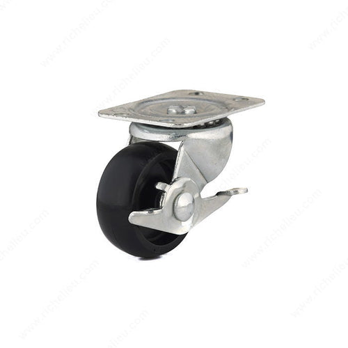 Richelieu Hardware Polypropylene Wheel Swivel Plate Caster with Brake, 125 Lb, 2 (2)