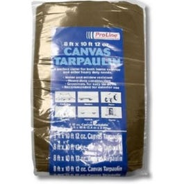 Canvas Tarp, Tan/Brown, 8 x 10-Ft., 12-oz.