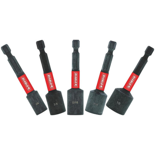 Diablo 2-9/16 In. Magnetic Nutdriver Bit Set (5-Piece)