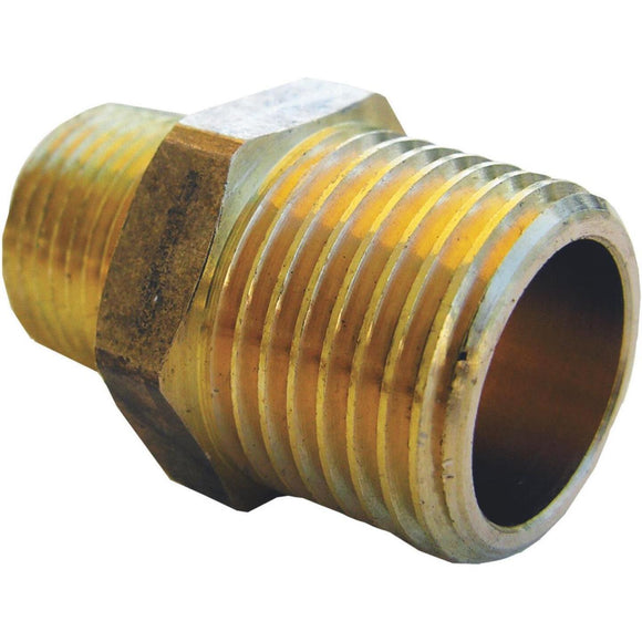 Lasco 1/2 In. MPT x 3/8 In. MPT Brass Hex Nipple