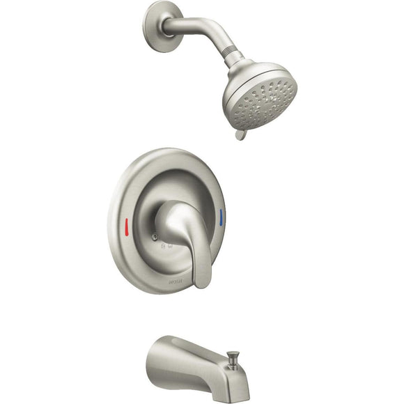 Moen Adler Brushed Nickel Single-Handle Lever Posi-Temp Tub and Shower Faucet