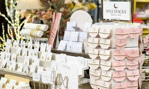 A display of jewelry within Russell Hardware.
