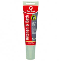 Red Devil Kitchen & Bath Low Odor Silicone Sealant Squeeze Tube (White) 2.8 fl. oz.