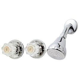 Shower Faucet + Showerhead, 2 Acrylic Handles, Chrome