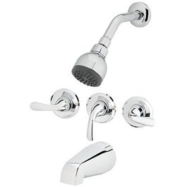 Shower Faucet, Non-Pressure Balancing, 3-Handle, Chrome
