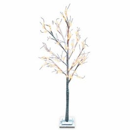 Twig Tree, Brown, 120 Warm White LED Lights, 6-Ft.