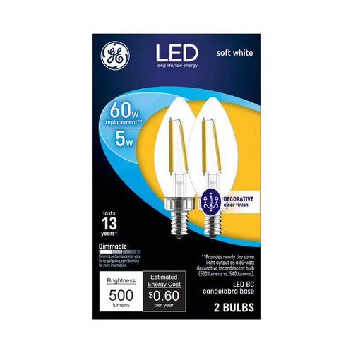 GE Classic LED 60 Watt Replacement Soft White B11 Deco - Candle Bulbs