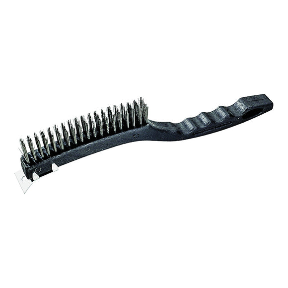 ProSource SJ3133-S Wire Brush with Scraper Steel Trim Plastic Handle