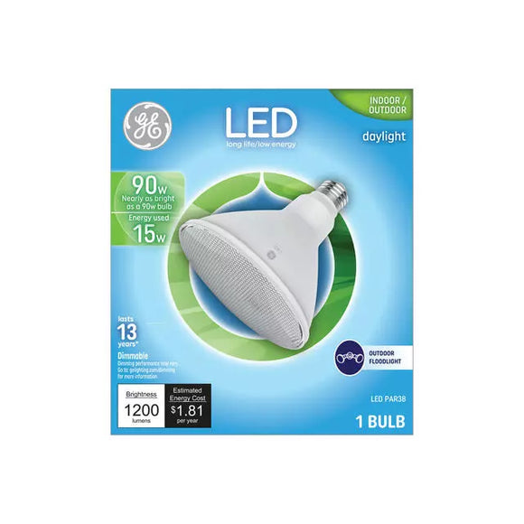 GE LED Light Bulb, PAR38 Outdoor Floodlight Bulb, 90 Watt Replacement, Daylight