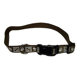 Dog Collar, Reflective, Adjustable, Chocolate, 5/8 x 12-18-In.