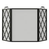 Fireplace Screen, Diamond-Style, Black, 3-Panel