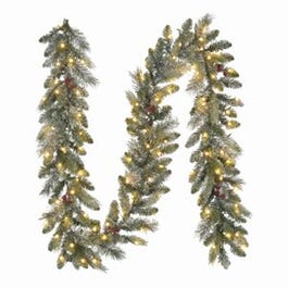 Jackson Snowy Pine Garland, 100 Warm White Micro Dot LED Lights, 9-Ft.