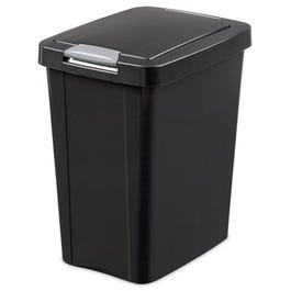 Kitchen Wastebasket, Touch Top, Black, 7.5-Gal.