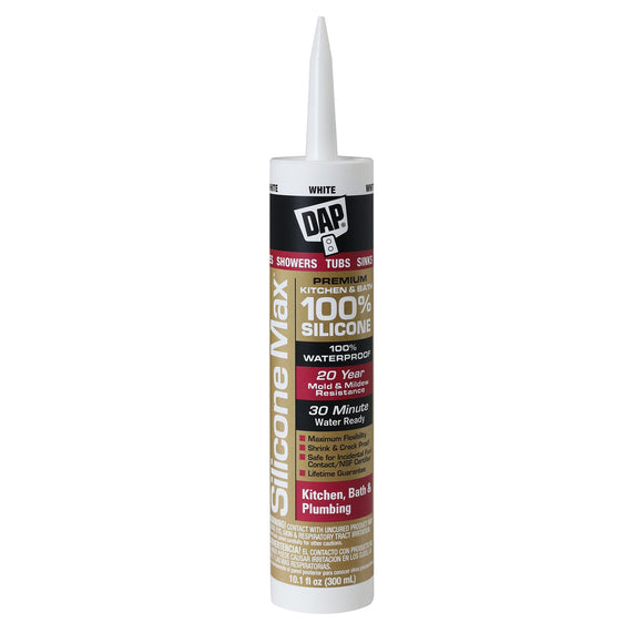 DAP Silicone Max Premium Kitchen & Bath Sealant White 2.8 Oz. (2.8 oz)